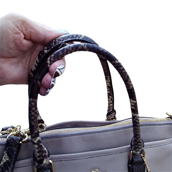 Coach Morgan Satchel in Grey Color blocked Pebble leather🍑phython handles COA - Picture 4 of 4